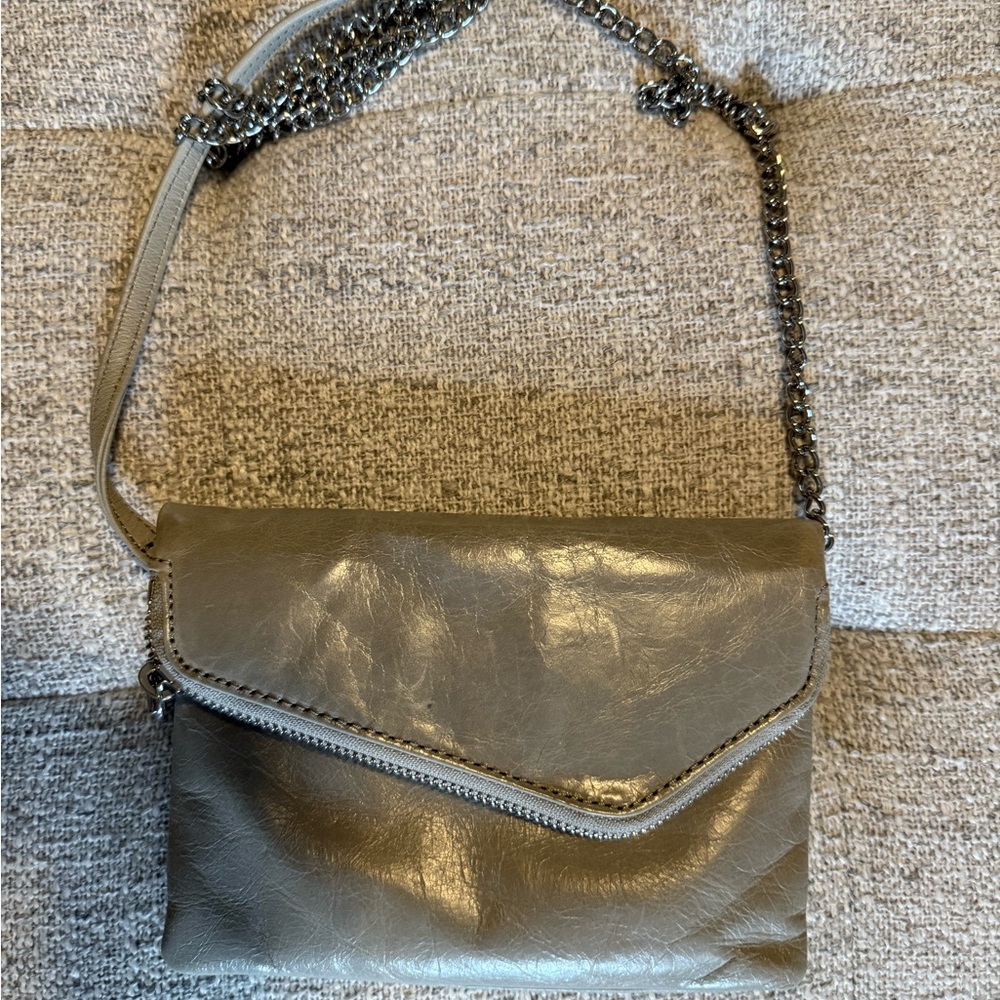 Elegant HOBO  grey soft leather mini crossbody, mini bag, and/or clutch